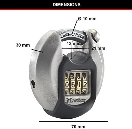 „Master Lock Disc“ kombinuotas užraktas iš nerūdijančio plieno M40EURDNUM