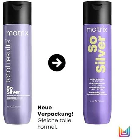 Šampūnas baltiems, pilkiems, žiliems ir šviesiai dažytiems plaukams Matrix Total Results So Silver Color Obsessed 300ml
