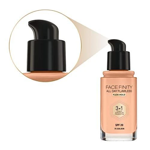 "Max Factor Facefinity 3 in 1" maskuoklis ir makiažo pagrindas Spf20 75 Golden 30ml