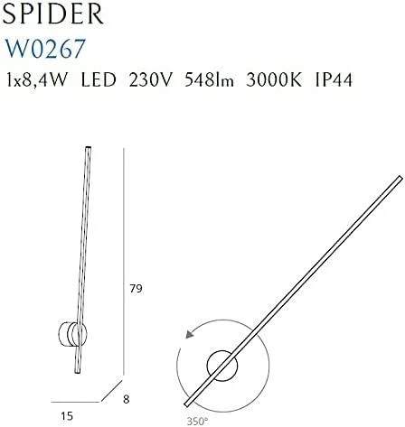 Maxlight 8,4W LED sieninis šviestuvas SPIDER, juodas, 3000K, IP44