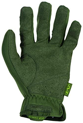 Mechanix Wear Pirštinės Mechanix FastFit® Olive Drab, žalios XL dydis. Rauktas rankogalis, dirbtinė oda, TrekDry®