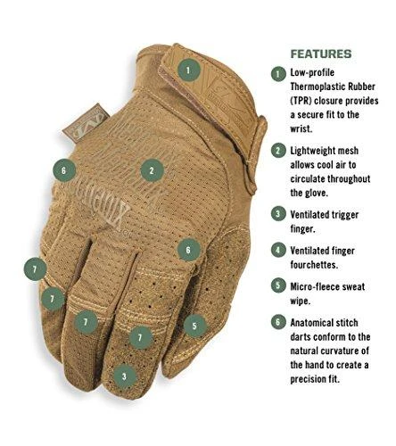 Mechanix Wear Pirštinės MECHANIX SPECIALTY VENT, su skylutėmis ventiliacijai, Coyote XXL dydis. Velcro, dirbtinė 0.6mm oda.touchscreen technologija