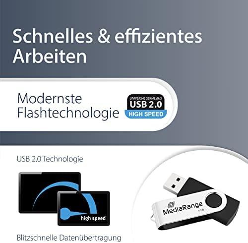 STICK 4GB MEDIARANGE MR907 B - Juodas - Sidabrinė