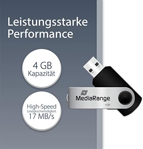 STICK 4GB MEDIARANGE MR907 B - Juodas - Sidabrinė