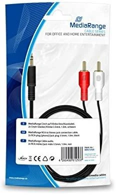 MediaRange garso kabelis 3.5mm į 2xRCA pakuotėje