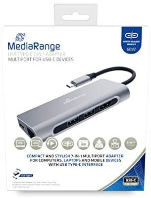„MediaRange“ prijungimo stotis USB-C -> HDMI,USB3.2,RJ45,PD 60W
