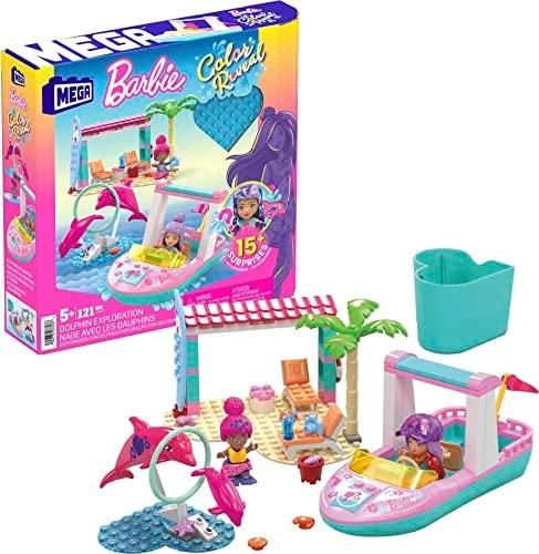 Mega Bloks Mattel 121 dalių MEGA Barbie spalvų atskleidimo blokeliai Nuotykių su delfinais už5425