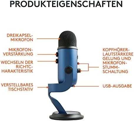 Blue Mėlyna Mikrofonas Mėlyna Yeti USB - Mėlyna spalva