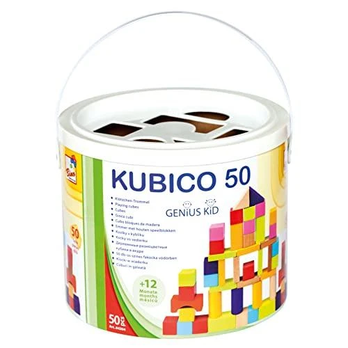 BINO Spalvotos medinės kaladėlės, 12 mėn+, 100 vnt