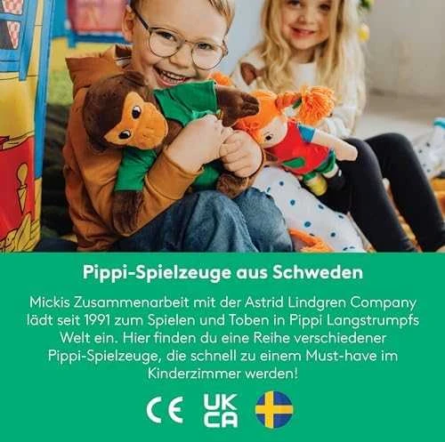 MICKI PIPPI Pliušinė beždžionėlė Nilsonas, 16 cm