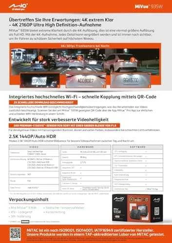Vaizdo registratorius Mio MiVue 935W