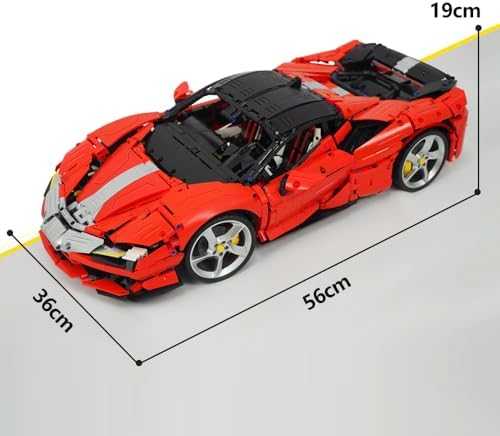 CaDA statybiniai blokai Nuotoliniu būdu valdomas automobilis 56 cm oranžinės spalvos automobilių lenktynės Mazda RX-7 3305 dalys RC