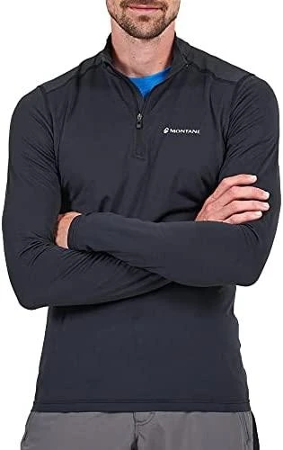 Vyriški termo marškinėliai Montane Dart Thermo Zip Neck - Juoda - M