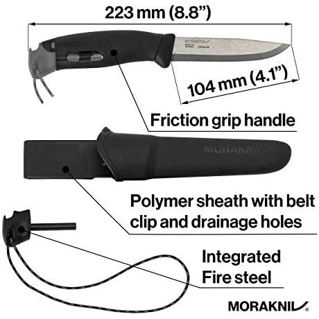 Morakniv Stovyklavimo peilis su ugnies skeltuvu Companion spark (S), 104mm, juodas