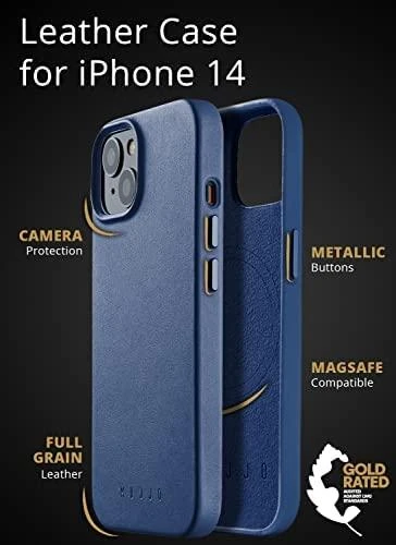 Mujjo Full Odinis dėklas with MagSafe for iPhone 14 - Monaco Mėlyna