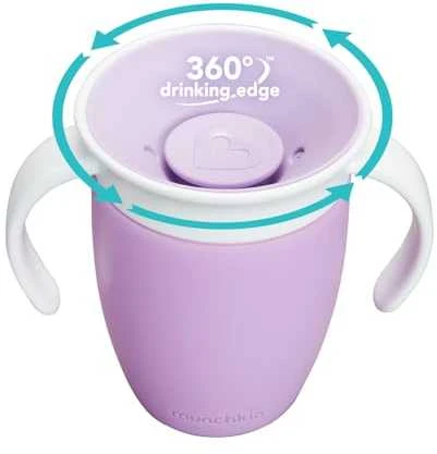 MUNCHKIN mokymosi puodelis MIRACLE 360, violetinės spalvos, 6 mėn+, 207 ml, 05162102
