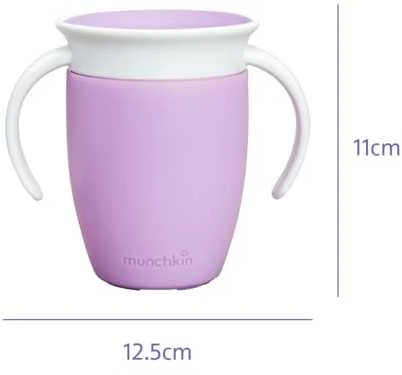 MUNCHKIN mokymosi puodelis MIRACLE 360, violetinės spalvos, 6 mėn+, 207 ml, 05162102