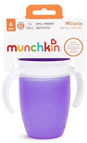 MUNCHKIN mokymosi puodelis MIRACLE 360, violetinės spalvos, 6 mėn+, 207 ml, 05162102