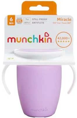 MUNCHKIN mokymosi puodelis MIRACLE 360, violetinės spalvos, 6 mėn+, 207 ml, 05162102