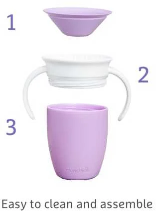 MUNCHKIN mokymosi puodelis MIRACLE 360, violetinės spalvos, 6 mėn+, 207 ml, 05162102