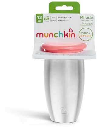 MUNCHKIN nerūdijančio plieno puodelis, Miracle 360, rožinės spalvos, 12mėn+, 296ml, 01245101