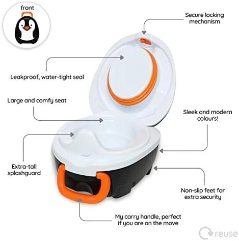 Mokomasis nešiojamas naktipuodis My Carry Potty, pingvinas, juodos ir baltos spalvos