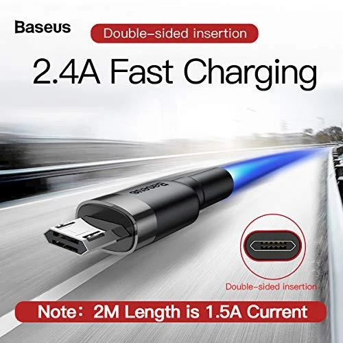 Baseus Cafule Micro USB kabelis 2.4A 0.5m - Pilkas / Juodas