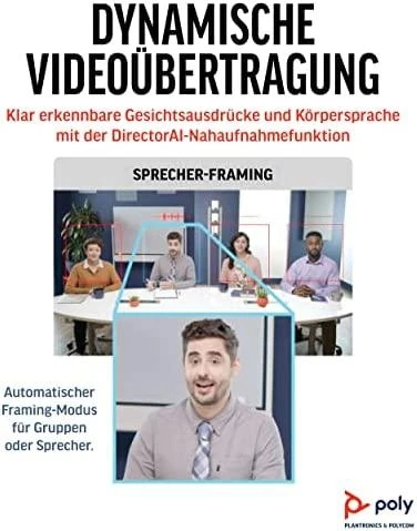 „Poly Studio R30“, garso / vaizdo USB juosta, su automatinio sekimo 120 laipsnių FOV 4K kamera, integruotu garsiakalbiu ir mikrofonu R30