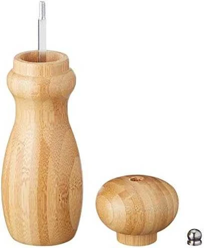 Excellent Houseware Bambukinė malūnėlis prieskonių, pipirų, druskos malimui, medinė druskinė, 2 vnt