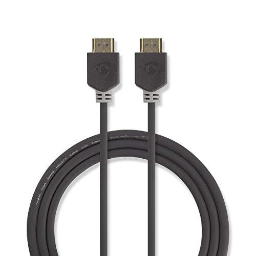 Nedis High Speed HDMI ™ Kabelis mit Ethernet| HDMI™ Stecker | 4K@60Hz | ARC | 18 Gbps | 5.00 m | rund | PVC | Anthrazit | Verpackung mit Sichtfenster