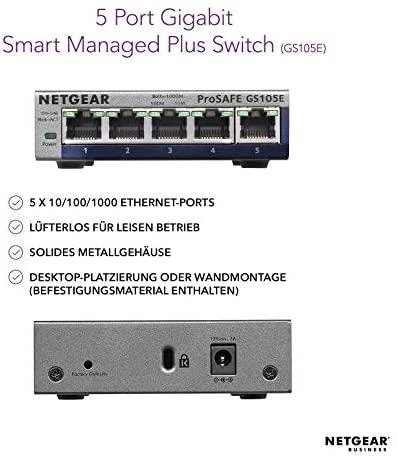 Šakotuvas Netatmo Netgear Switch GS105E žiniatinklio valdymas, stalinis kompiuteris, 1 Gbps (RJ-45) jungtys kiekis 5, maitinimo tipas išorinis