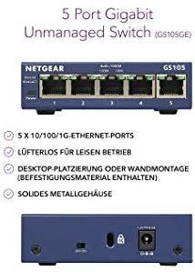 Šakotuvas Netatmo Netgear Switch GS105GE Nevaldomas, Stalinis kompiuteris, 1 Gbps (RJ-45) jungtys kiekis 5, Maitinimo tipas Išorinis