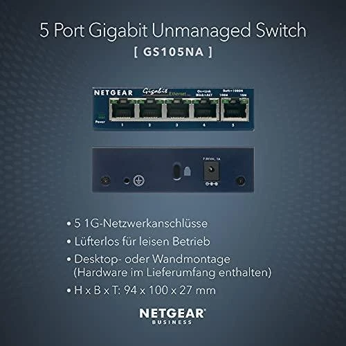 Šakotuvas Netatmo Netgear Switch GS105GE Nevaldomas, Stalinis kompiuteris, 1 Gbps (RJ-45) jungtys kiekis 5, Maitinimo tipas Išorinis
