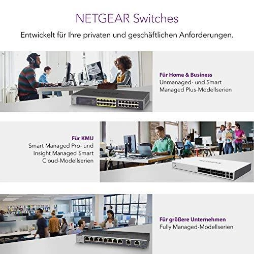 Šakotuvas Netgear GS108LP Ne-valdomas Gigabit Ethernet (10/100/1000) Juoda, Pilka 1U Maitinimas per Eternetą (PoE)