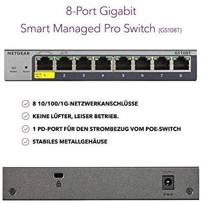 NETGEAR 8 prievadų Gigabit Ethernet Smart Managed Pro jungiklis