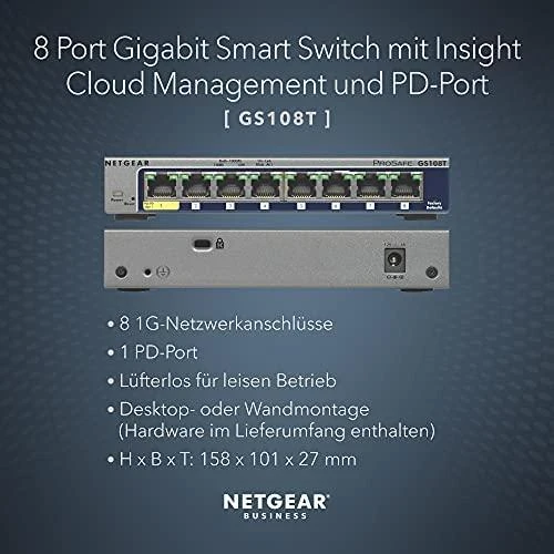 NETGEAR 8 prievadų Gigabit Ethernet Smart Managed Pro jungiklis