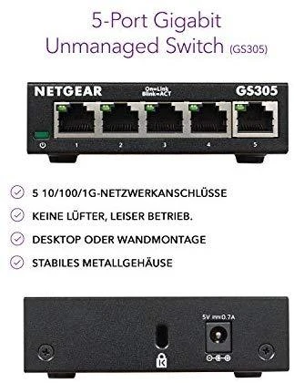 Šakotuvas Netatmo Netgear jungiklis GS305-300PES nevaldomas, stalinis kompiuteris, 1 Gbps (RJ-45) prievadų kiekis 5, maitinimo tipas vienas