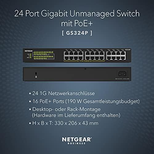 Šakotuvas NETGEAR 24PT GIGE UNMANAGED SWITCH W/POE+