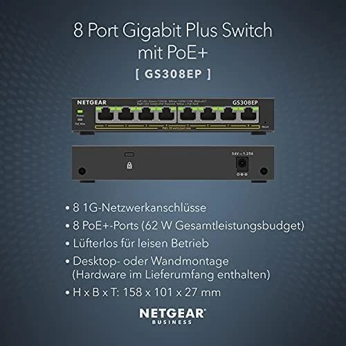 Šakotuvas NETGEAR 8PT GE Plus jungiklis W/POE+