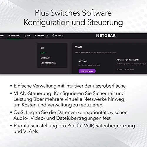 Šakotuvas NETGEAR 16PT GE Plus komutatorius su didelio galingumo POE+