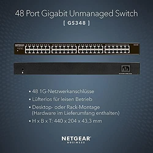 Šakotuvas Jungiklis NETGEAR GS348-100EUS (48x 10/100/1000Mbps)