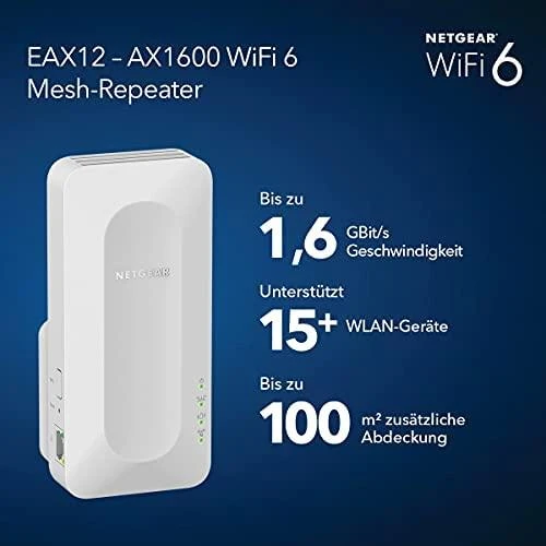 NETGEAR AX1600 4 srautų „WiFi 6 Mesh Extender“ lizdo formatas