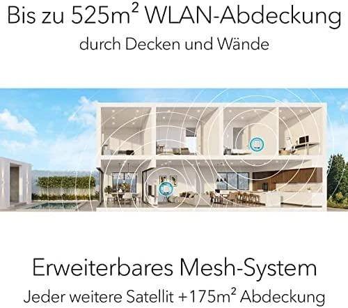 Netgear Orbi WiFi 6 belaidis maršrutizatorius Trijų juostų (2,4 GHz / 5 GHz / 5 GHz) Gigabitinis eternetas Nerūdijančiojo plieno, Balta