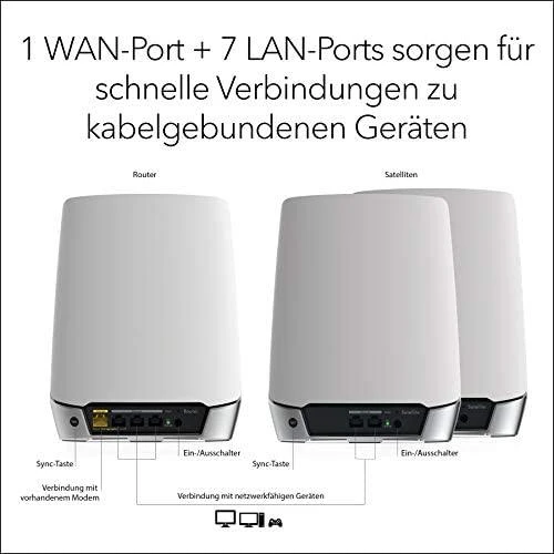 Netgear Orbi WiFi 6 belaidis maršrutizatorius Trijų juostų (2,4 GHz / 5 GHz / 5 GHz) Gigabitinis eternetas Nerūdijančiojo plieno, Balta