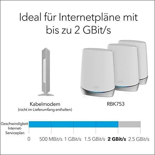 Netgear Orbi WiFi 6 belaidis maršrutizatorius Trijų juostų (2,4 GHz / 5 GHz / 5 GHz) Gigabitinis eternetas Nerūdijančiojo plieno, Balta