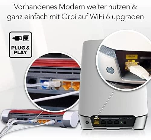 Netgear Orbi WiFi 6 belaidis maršrutizatorius Trijų juostų (2,4 GHz / 5 GHz / 5 GHz) Gigabitinis eternetas Nerūdijančiojo plieno, Balta