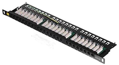 NETRACK 104-10 patch panel 19inch 24-jungtys kat. 5e UTP 0 5U su lentyna
