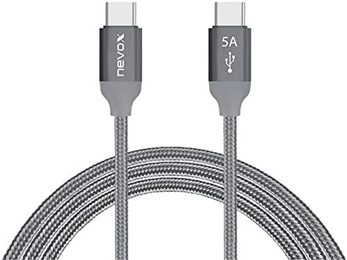 USB kabelis Nevox USB-C - USB-C 1 m Pilkas (NX-1653)
