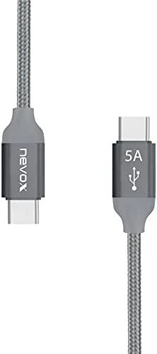USB kabelis Nevox USB-C - USB-C 1 m Pilkas (NX-1653)