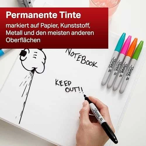 Sharpie Fine Marker permanentinis 0,9mm 12 vnt Juodas